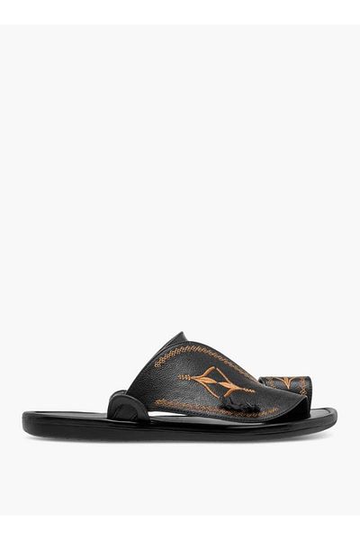 Al Waha Embroidered Slip-On Arabic Sandals with Toe Loop