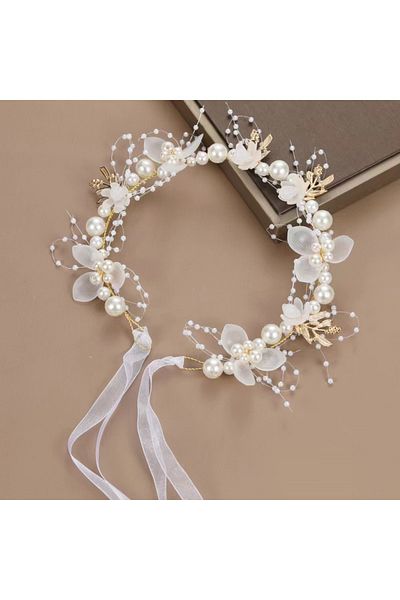 Choice S071-3 1pc Sweet Girl Pearl Hair Accessory Romantic Flower Wreath Children's Gift Girl Kawaii Jewelr