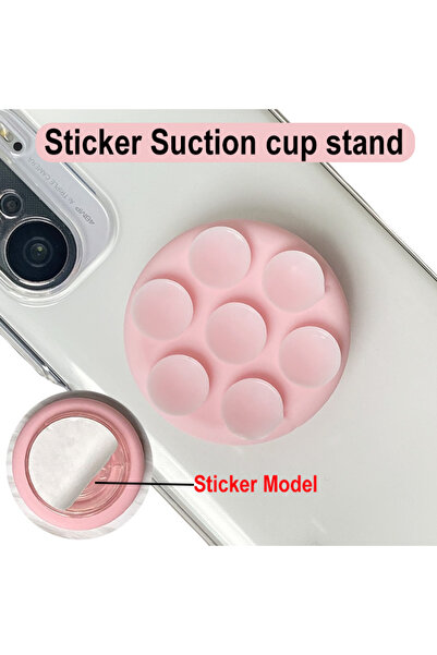 Choice حامل هاتف محمول جداري من السيليكون الوردي من Grippopso مزود بكوب شفط، ...