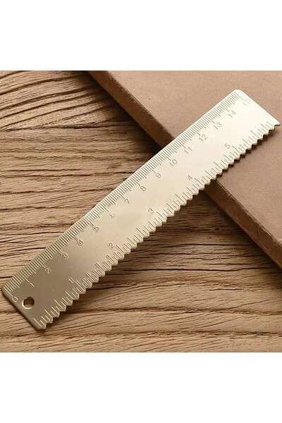 Choice مسطرة موجة 15 سم مسطرة مستقيمة من النحاس القديم، مسطرة مثلثة معدنية، م...