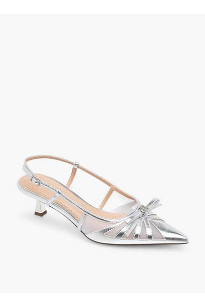 ELLE Women's Bow Accent Shoes with Buckle Closure and Kitten Heels