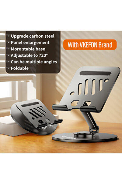 Choice VIKEFON Brand Black 360 Tablet Desk Mobile Phone Holder Stand Foldable Lazy Bracket Adjustable Alloy