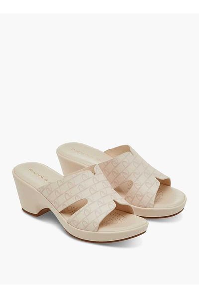 Paprika Paprika Monogram Print Slip-On Block Heel Sandals