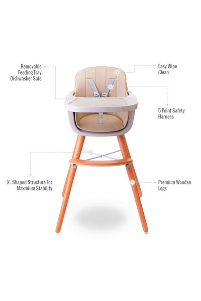 TEKNUM Premium Dual Height Wooden High Chair - Ivory