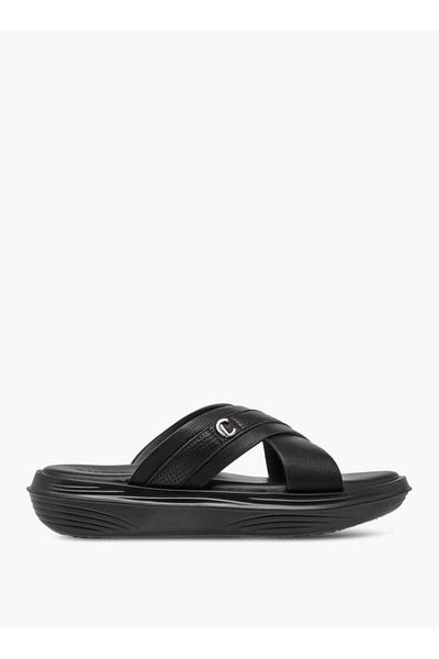 Le Confort Textured Cross Strap Slip-On Sandals