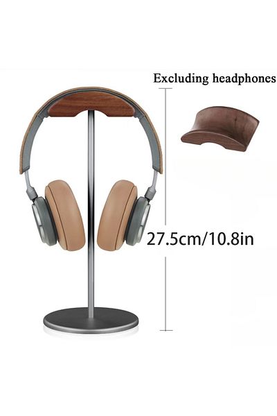 Choice grey Black Walnut Wood & Aluminum Headphone Stand Nature Walnut Gaming Headset Holder with Solid Met