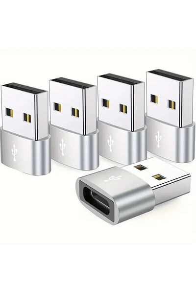 Choice Silver 5PCS OTG USB to USB C Adapters Durable Metallic Build Universal Compatibility Including iPhon