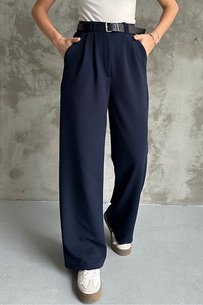 macharel jeans Women's Belted Lycra Palazzo Trousers