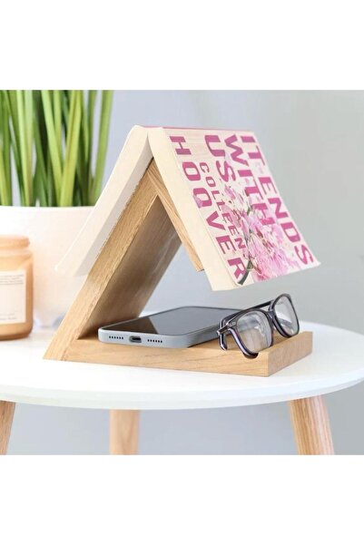 MAVİ TREND Kitap Sayfası Tutucu Standı, Ahşap Üçgen Ayraç, Masa Üstü Kitap Ok...