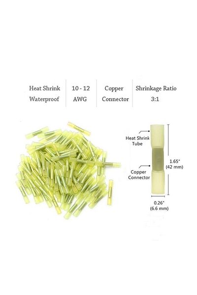 Choice 100pcs 100PCS Assorted Fullly Insulated Heat Shrink Butt Splice Connectors Waterproof Crimp Terminal