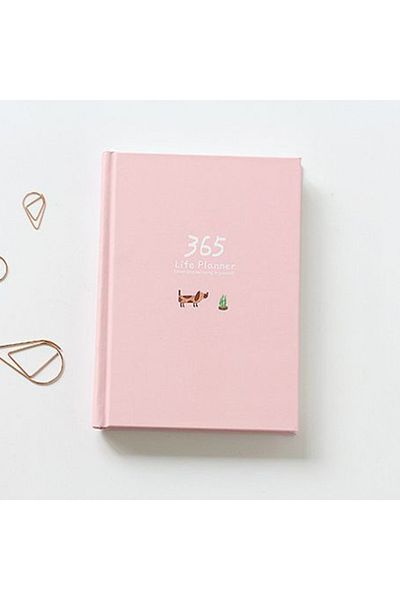 Choice Pink 365 Planner Notebook Colorful Inner Page Illustration Daily Yearly Plan Diary Book Record Life