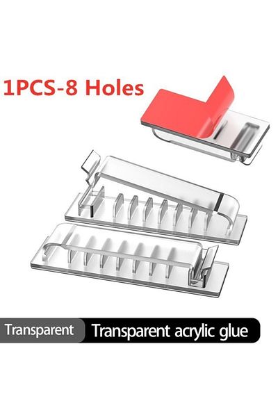 Choice منظم كابلات شفاف مكون من 8 فتحات لإدارة الأسلاك وحامل أسلاك USB مرن ولف كابلات من السيليكون