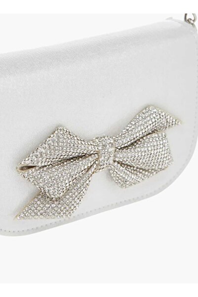 Celeste Celeste Bow Embellished Crossbody Bag with Chain Detail Strap and Flap Closure