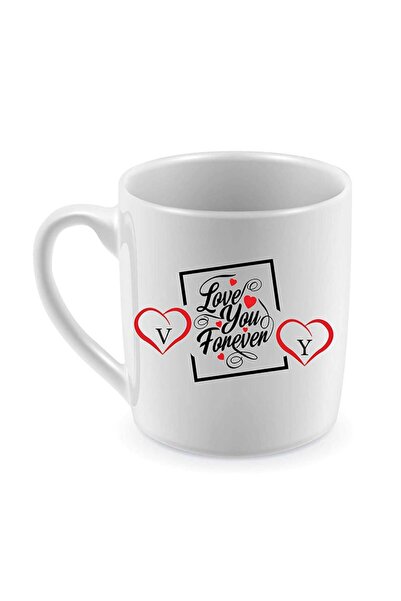 Be Care A double-sided tea mug with the letters V & Y printed on it in Englis...