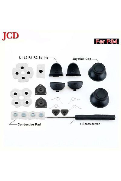 JCD A For PS4 Controller Repair Set L1 R1 L2 R2 Trigger Buttons 3D Analog Joysticks Thumb Sticks Cap Co.