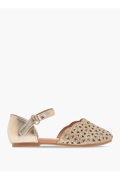 Flora Bella by Shoexpress Flora Bella Cutwork Detail Ballerina Shoes with Hook and Loop Closure
