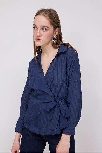 Addax Shirt Tie-Up Striped G7001