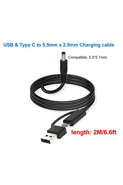 Choice DC Cable(200cm) USB / Type C to DC Power Cable 10 DC Plug Adapter Power Charge Cord for Bluetooth Sp