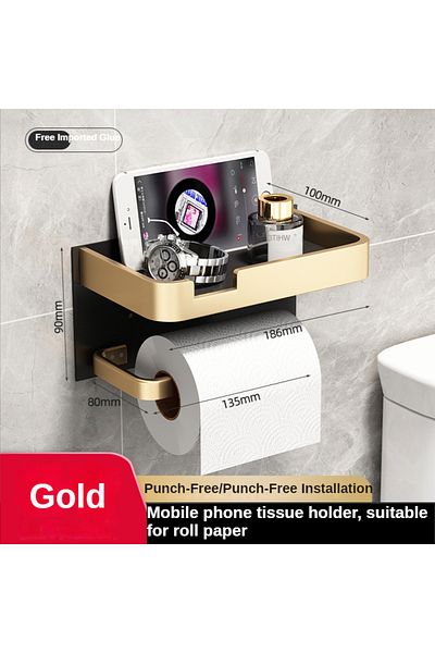 Choice thicken Black gold Toilet Paper Roll holder With Shelf Aluminum Toilet Paper dispenser No Drill Tis