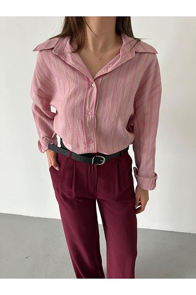 My Blog Burgundy Double Pleated Belted Trousers - 3780