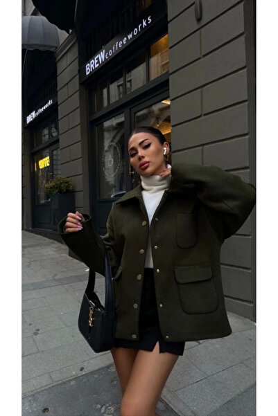 Genel Markalar çıt çıt Kapama Kaşe Kaşmir Kumaş Cep Ve Düğme Detay Oversize Bleazer Bol Kesim Kalın Pinterest Ceket