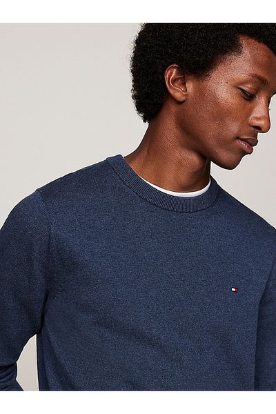 Tommy Hilfiger Pánsky modrý sveter Aegean Sea Heather Tommy Hilfiger