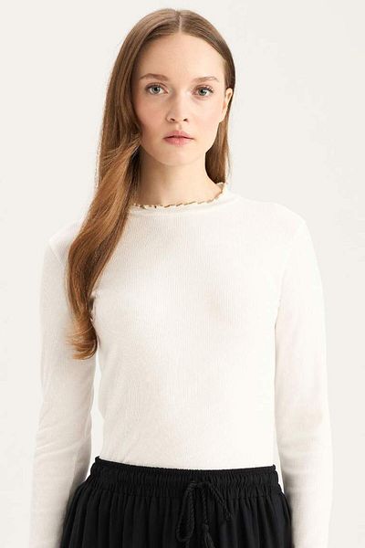 DeFacto New Season Ribbed Camisole Basic Solid Long Sleeve T-Shirt
