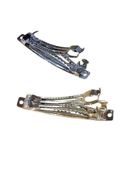 Kezban Tekstil 8 cm Silver and Gold Color Metal Clasp Clip - 10 Pcs Blank Unadorned