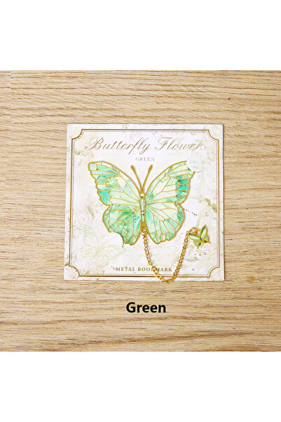 Choice علامة مرجعية معدنية على شكل فراشة خضراء قطعة واحدة مع سلسلة هدايا ملون...