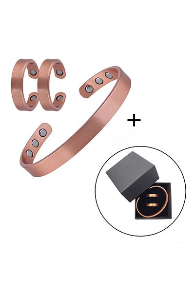 Choice CB7117S-09 Simple Jewelry Set Pure Copper Bracelet Rings Cuff Magnetic Bangles For Women Men Arthrit