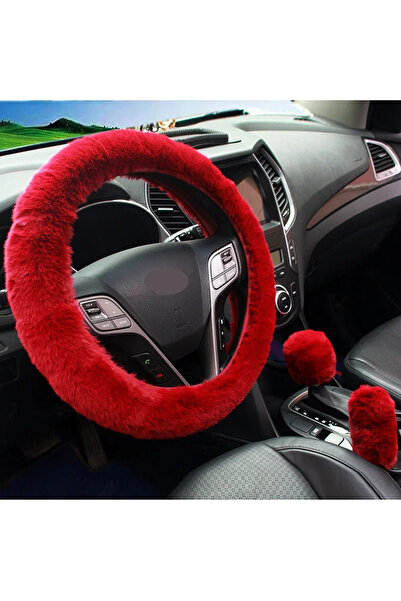 Choice غطاء عجلة قيادة السيارة باللون الأحمر، غطاء واقي لفرامل اليد وناقل الح...