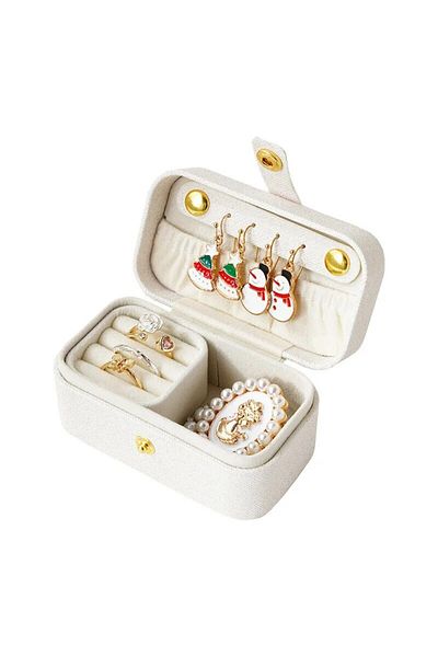 Choice white Exquisite Pu Leather Jewelry Box Simple Ring Necklace Earrings Storage Minimalist Style Daily