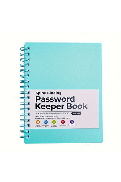 Choice Light Blue-SPP-P 1 password storage book, letter password log and organizer, mini size personalized