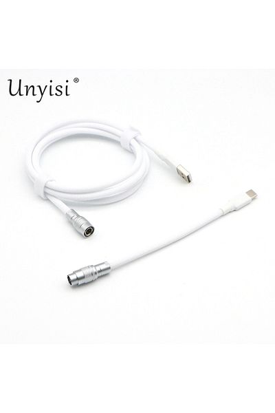 Choice 1.5m - 15cm White Paracord and PET Double Sleeved USB-A to USB-C Type-C Cable for Mechanical Keyboar
