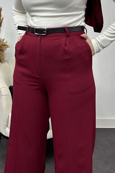 Tesettür Diyarı Wide Leg Palazzo Trousers with Belt Detail