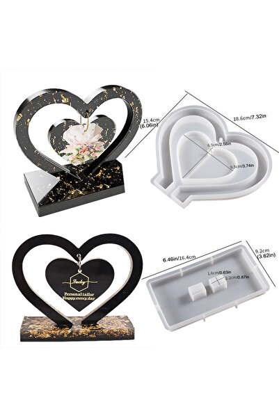 Choice1 مجموعة من 2 قطعة من قوالب السيليكون على شكل قلب لإطار الصورة، قوالب ص...