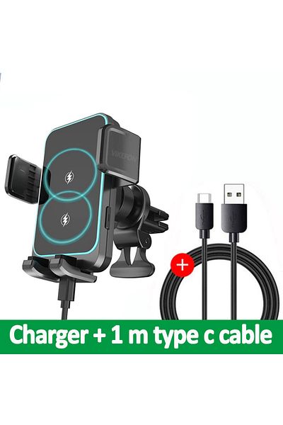 Choice Black 15W Dual Coil Wireless Car Charger for Samsung Galaxy Z Flip 4 3 S22 S21 iPhone Auto Clamp Fas