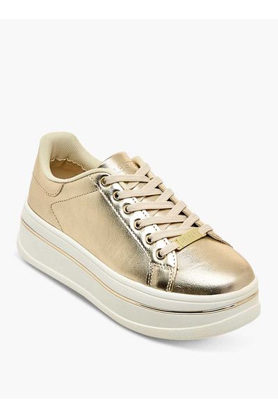 Celeste Women's Metallic Ankle Sneakers with Lace-Up Closure
