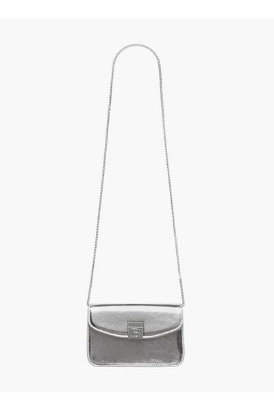 Flora Bella by Shoexpress Flora Bella Metallic Crossbody Bag with Magnetic Closure and Chain Strap