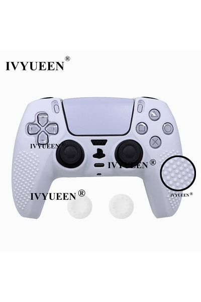 Choice White Ivyueen Studded Protective Cover Skin For Playstation 5 Dualsense Ps5 Controller Silicone Game