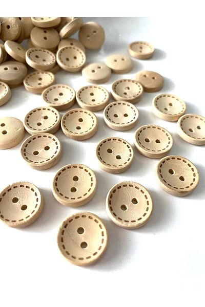 canan dizayn 15 mm (24 Boy) Striped Wooden Button (20 Pcs)