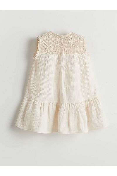 LC Waikiki Crew Neck Girl's Muslin Dress
