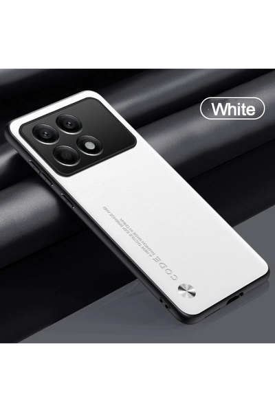 Choice جراب عاجي اللون لهاتف Poco X6 Pro، مصنوع من جلد البولي يوريثان الفاخر، مقاوم للصدمات، مصنوع من السيليكون.