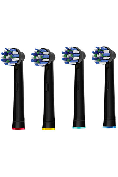 choice2 4 Black Black Cross Toothbrush Heads Refill for Oral B Braun Pro 500/...