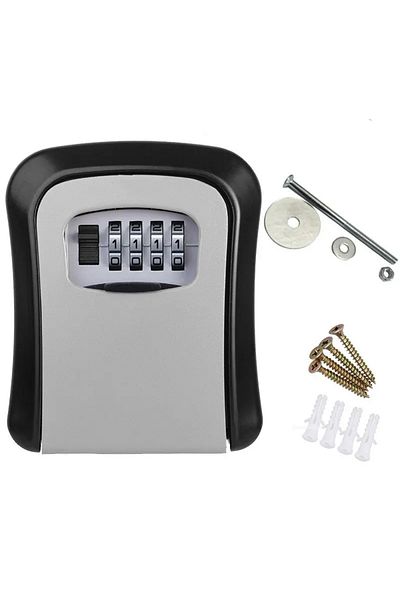 Choice GRAY Wall Mount Key Lock Box 4 Digit Password Code Security Lock No Key for Home Office Key Safe Sec