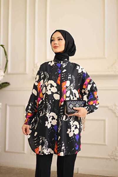 Lamazi Veil قميص حجاب بتفاصيل أزرار مطبوعة