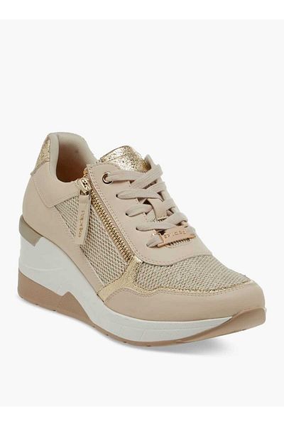 Paprika Panelled Ankle Sneakers with Lace-Up Closure