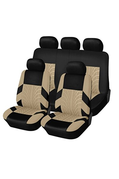 Choice Y33376-BEIGE أغطية مقاعد السيارة مجموعة كاملة من المقاعد الخلفية الأما...