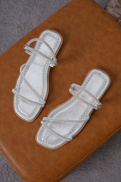Moda Değirmeni Sandale argintii pentru femei, argintii, cu piatră, elegante, de zi cu zi, sezon nou Md1080-123-0003