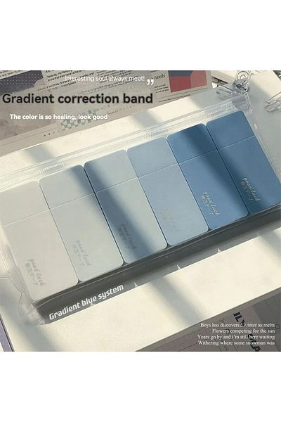 Choice Blue 6 Pcs Gradient White Out Correction Tape Set Kawaii Large Capacity Correction Tape Student Priz